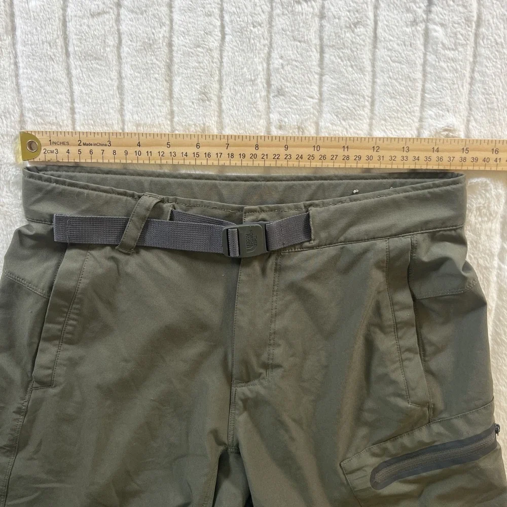 North Face Shorts Men 30 Green Paramount Trail Belted Nylon Hiking Twill Relaxed
